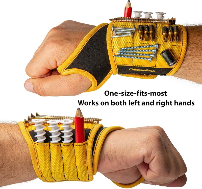 BINYATOOLS Magnetic Wristband for Tools Magnet Screw Holder Wrist Support Keeps Screws Nails, Drill Bits Handy Unique Tool Gadgets Men’s Gadgets Dad Gadgets Perfect Christmas Gifts Stocking Stuffers - Image 4
